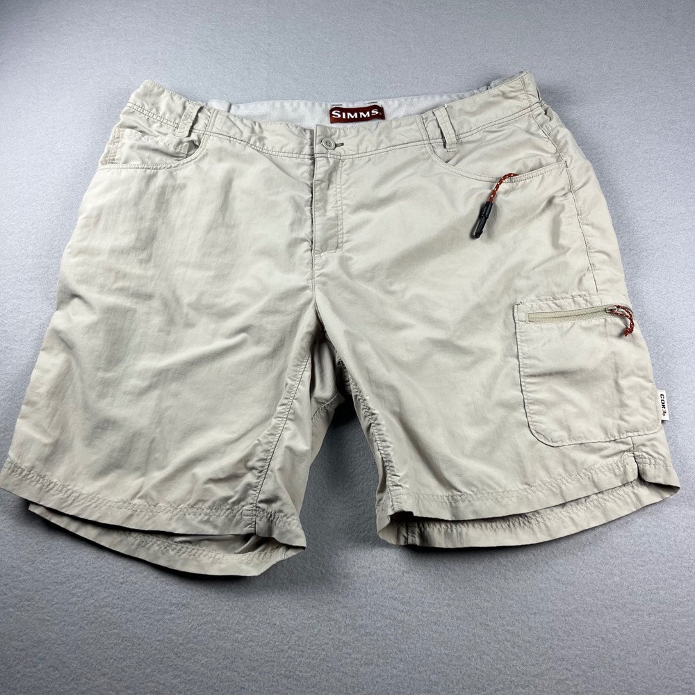 Simms COR3 Men's Fishing Shorts Stone Beige Nylon Cargo Hiking Size Large